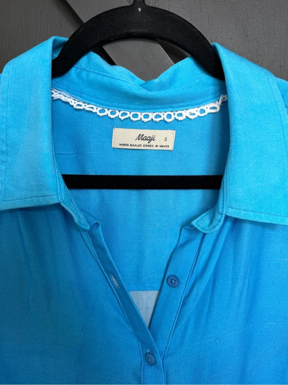Maaji Larissa Button-Up Cover-Up Shirt in Blue Ombré, Size Small